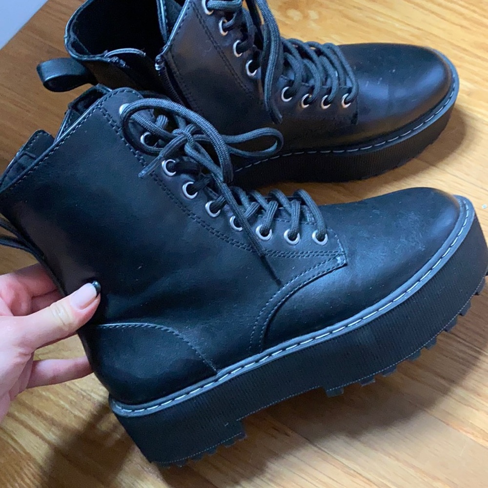 Black platform boots